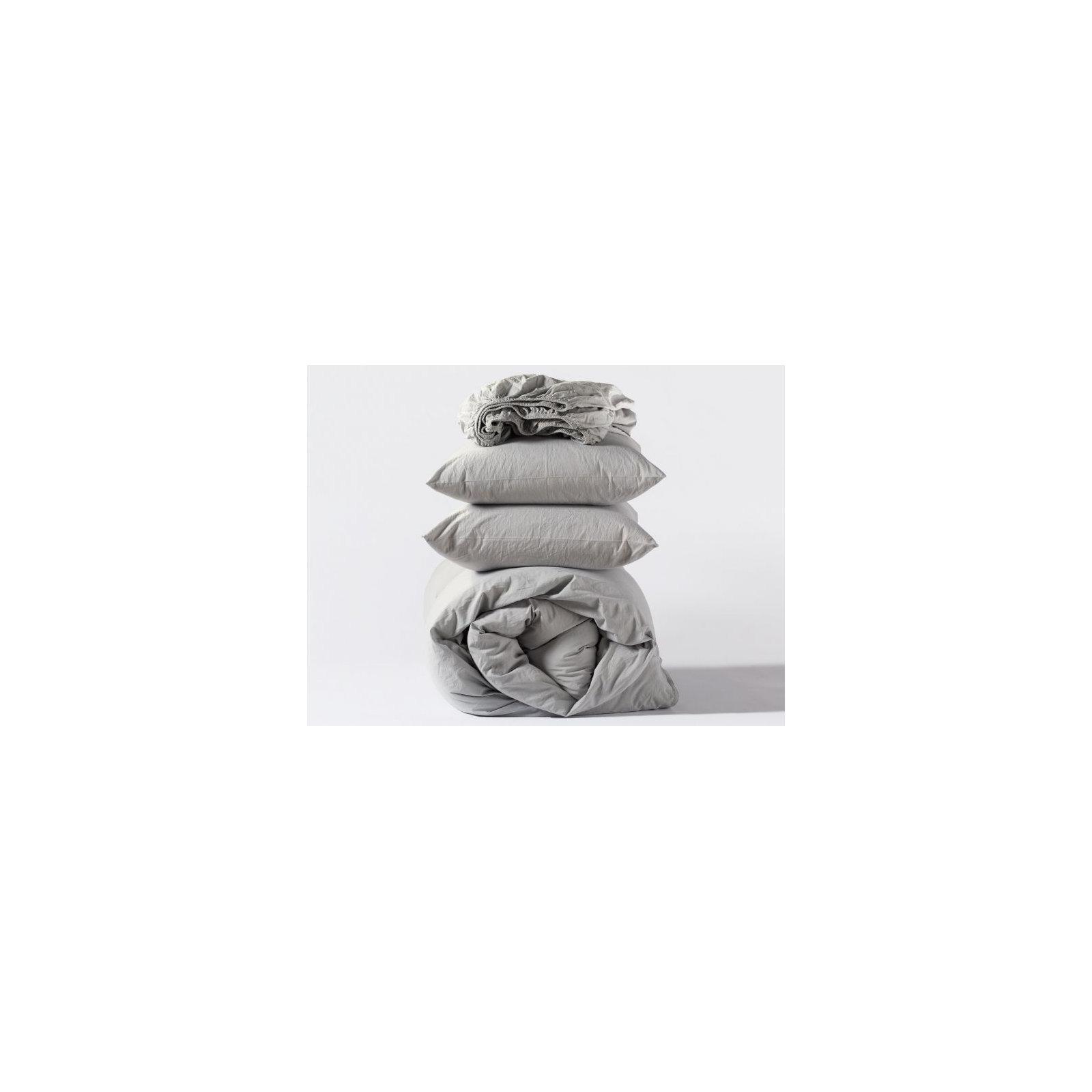 Organic Crinkled Percale 100% Cotton Percale Sheet Set, California King Sheet Set with 2 Pillowcases, Pewter