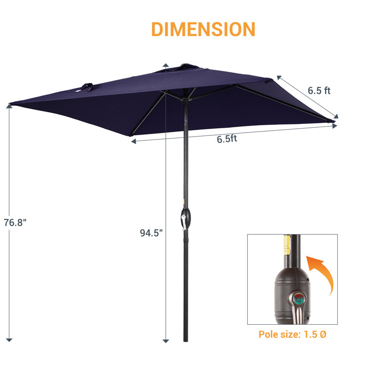 Parasol de marché carré 78,1 po Sakia, Bleu marine
