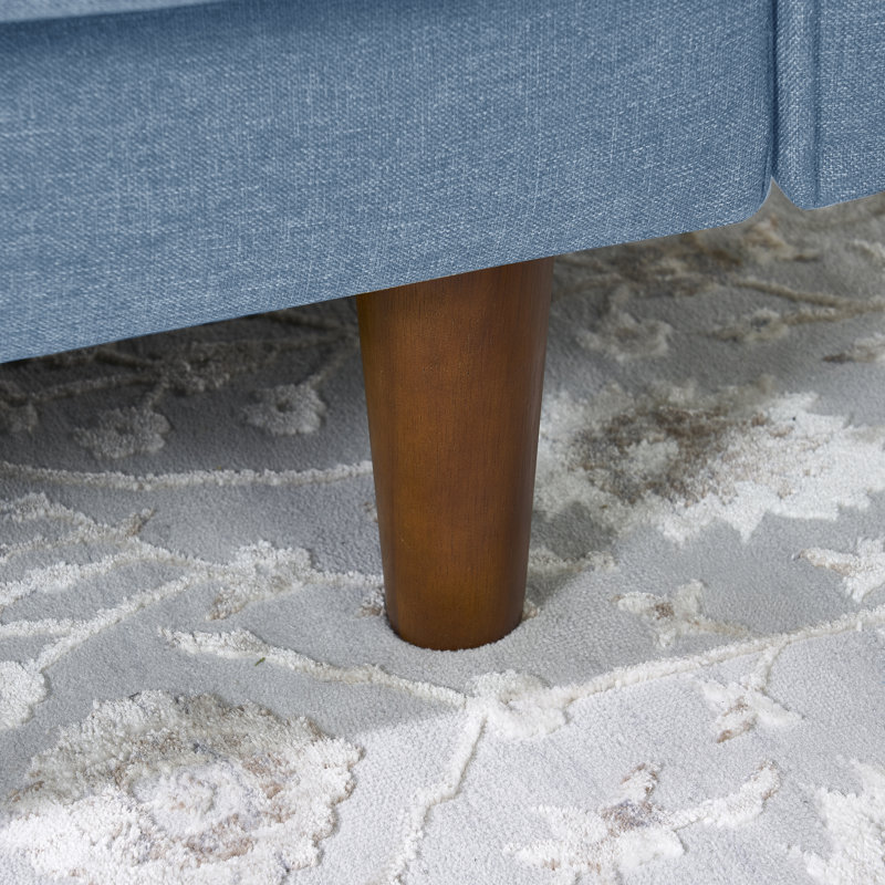 Canapé à accoudoirs carrés Sharay, Mélange de polyester bleu