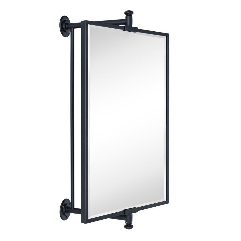 Miroir rectangulaire carré pivotant pour meuble-lavabo de fenêtre Corrente Pivot-N-View, Noir mat