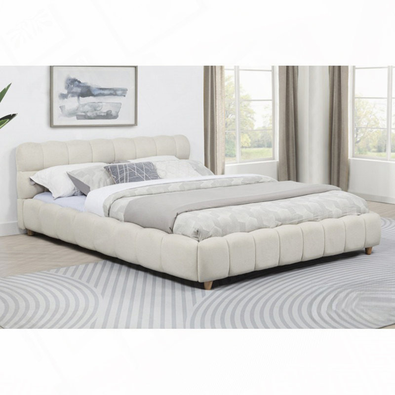 Low Platform Padded Bed, Beige