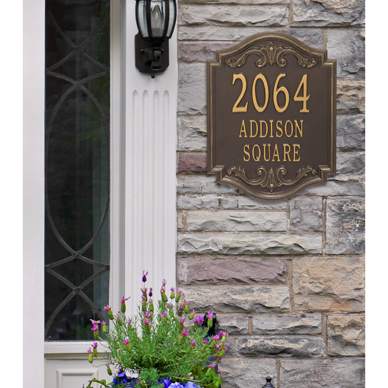 Signature Series 3-Line Wall Address Plaque, Bronze, Gold, Yes