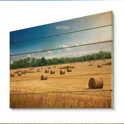 Paysage de balles de paille - décoration murale traditionnelle en bois