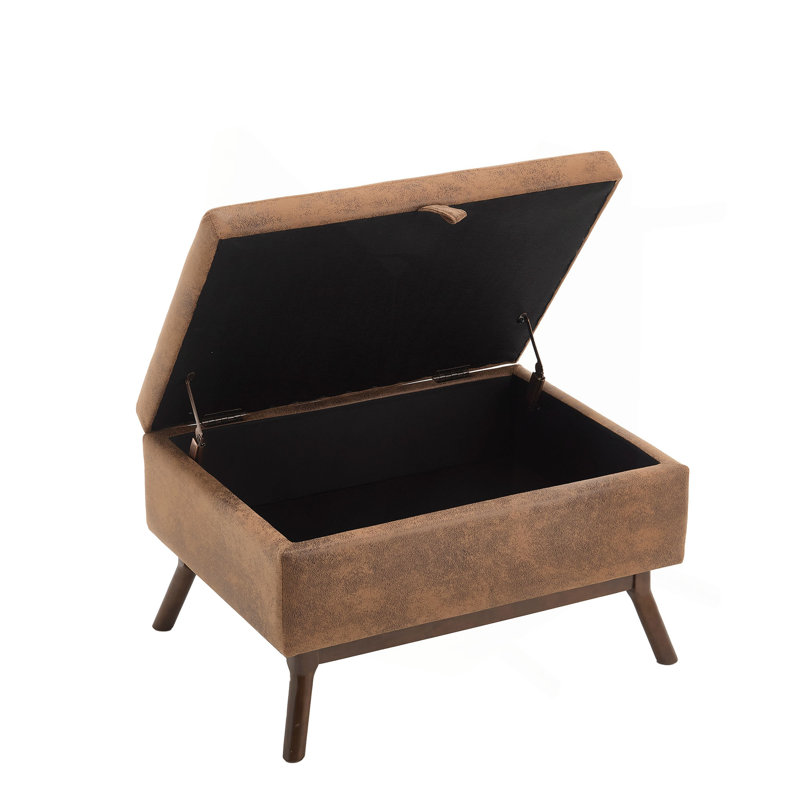 Mid-Century Modern Square Coffee Table Storage Bench, Assembled, For Living Room And Entryway | Gift Idea, Coffee Microfiber