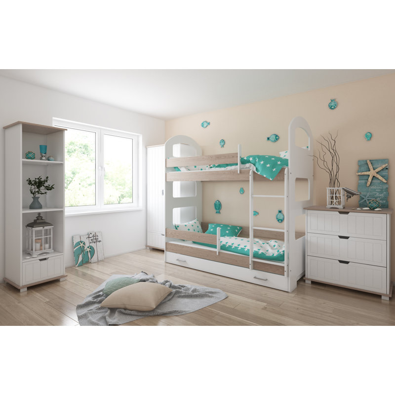 Peterkin Bunk Bed with Built-in Ladder Included, Experience, 80 x 160 cm, With Drawer