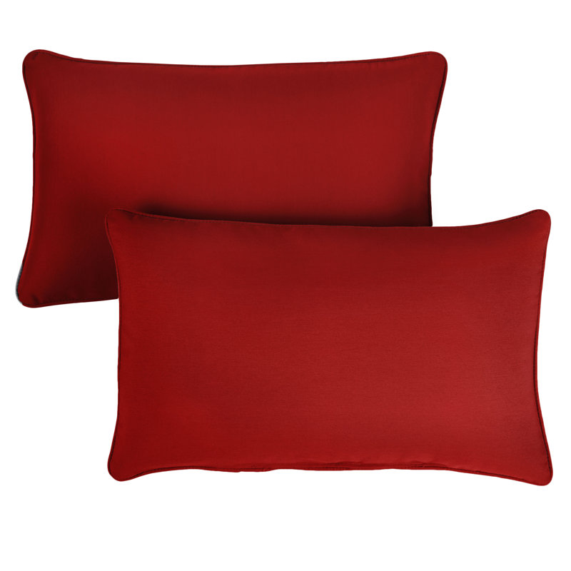 Ensemble de 2 coussins d'extérieur Sunbrella, H 16 po x l 26 po x P 6 po, Sunbrella - toile rouge Jockey