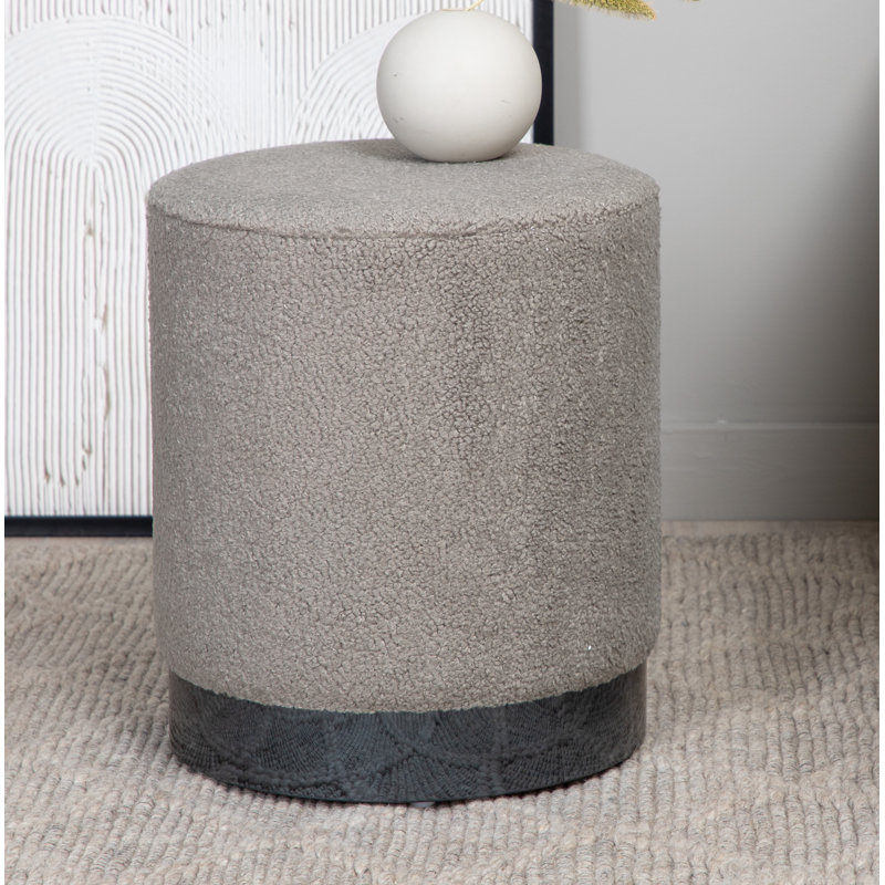 Hosea 35cm Wide Round Pouf Ottoman, Greige, Black