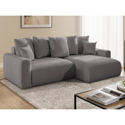 Calma Bumpy Corner Sofa - Sleeping Function & Storage in Soft Woven Fabric