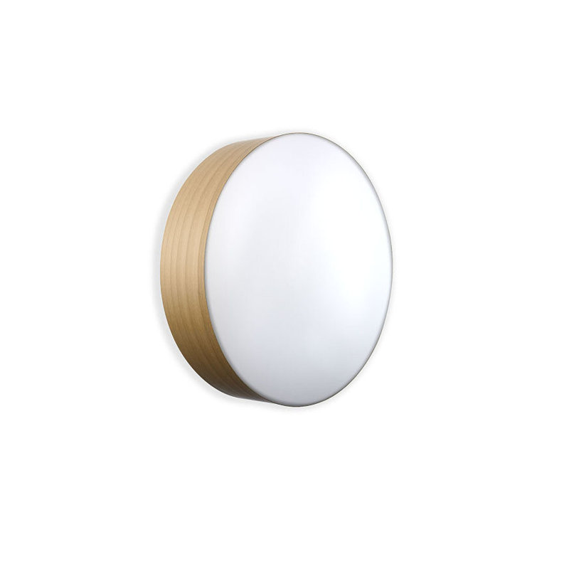 Gea 1 - Light Flush Mounted Sconce, Natural Beech, 16.5" H x 16.5" W x 3.9" D, GX53