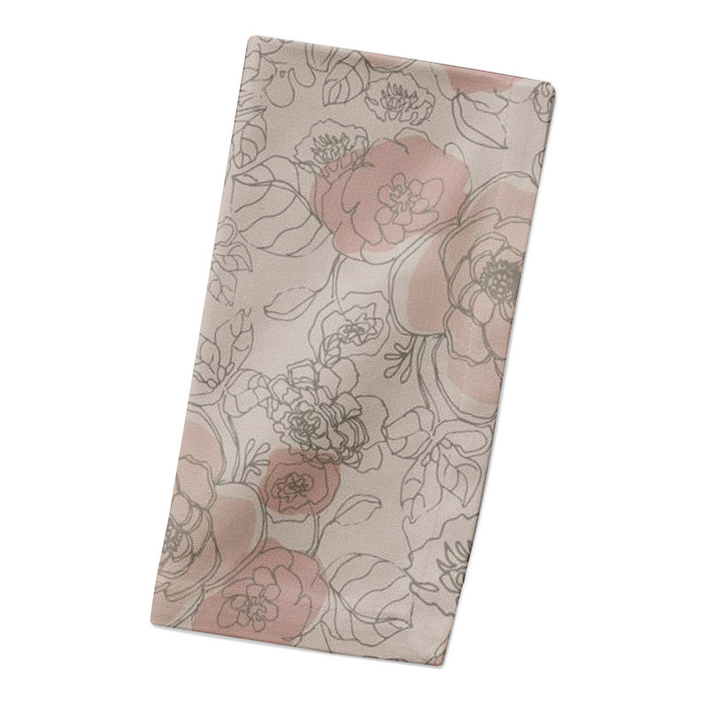 Floral 10" Rectangular Napkin, Tan