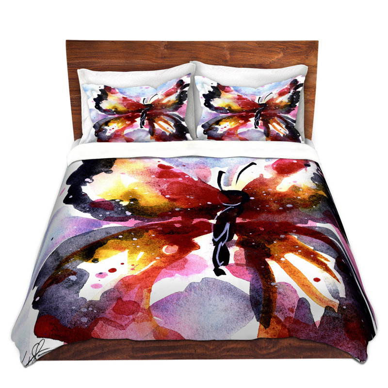 Ensemble de housse de couette papillon plaisir xviii, 1 housse de couette grand + 2 taies standards