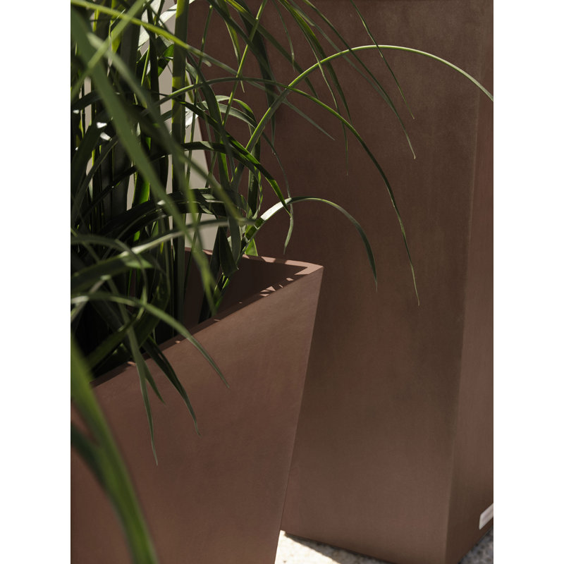 Espresso Brown 26" Modern Square Tapered Plastic Planter 2-Pack