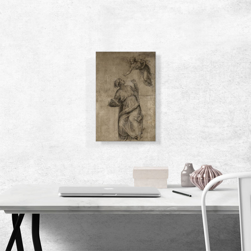 Annonce à la Vierge 1550 par Michel-Ange - reproduction d'art sur toile tendue, H 18 po x l 12 po x P 0,75 po
