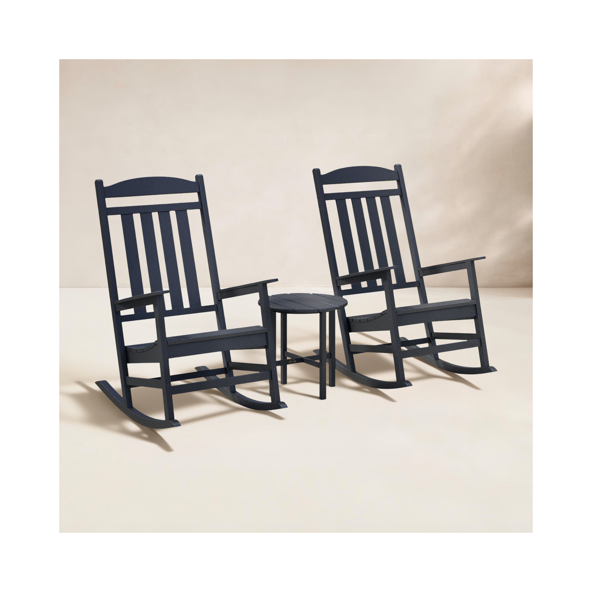 POLYWOOD Presidential 3-Piece Rocker Set, Black