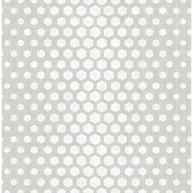 Ballina Hexagon Ombre 10m x 53cm Wallpaper Roll, Silver