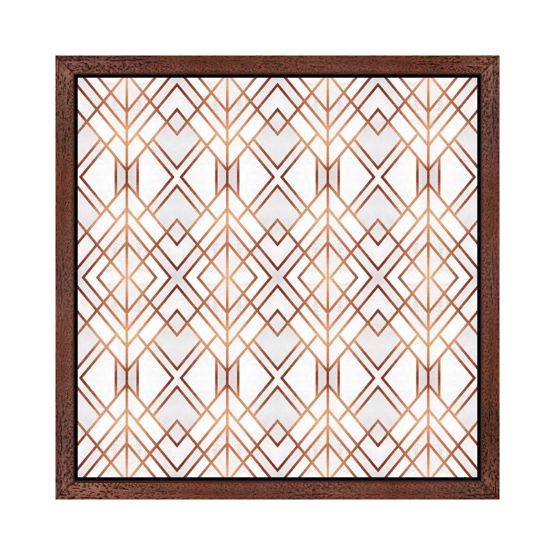 Copper Geo - Single Picture Frame Print on Canvas, Brown Framed, 93.98 cm H x 93.98 cm W