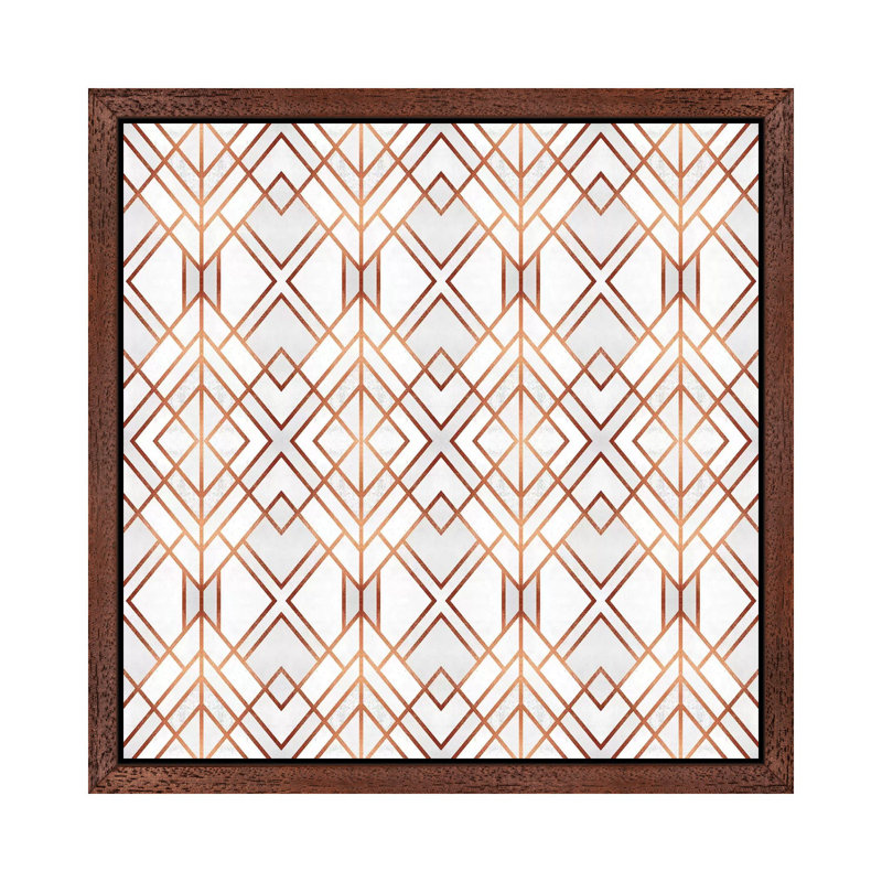 Copper Geo - Single Picture Frame Print on Canvas, Brown Framed, 66.04 cm H x 66.04 cm W