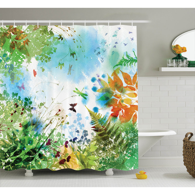  Rideau de douche simple Ferns and Petals, H 75 po x l 69 po