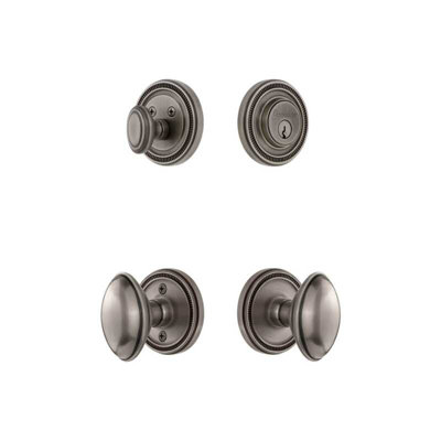 Grandeur Soleil Rosette Entry Set with Eden Prairie Knob in Antique Pewter