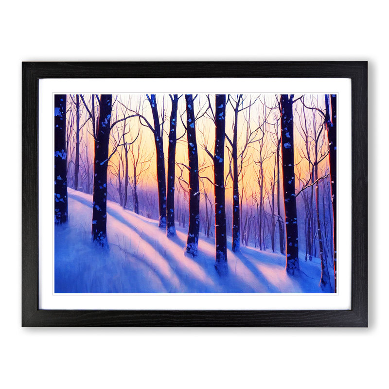 XH1022-10216X Winter Forest Sunrise Vol.2 - Single Picture Frame Print, Black, 46cm H x 64cm W x 2cm D