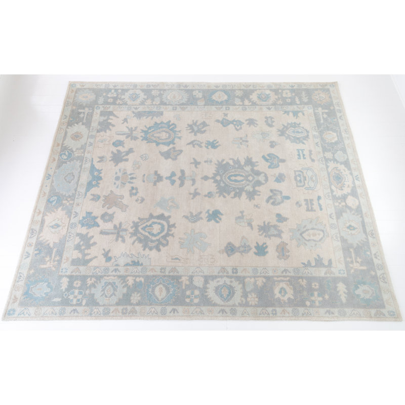 Lottie Hand Knotted Wool Abstract Area Rug, Square 12'