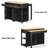 47 - Inch Kitchen Island With Extendable Countertop, Storage Compartments, Power Supply, Texture, Soft Close Hinges, Black Finish 13.8"X41.7" Table, Internal Storage, Cabinets, 6+2 Wheels, For Dining
