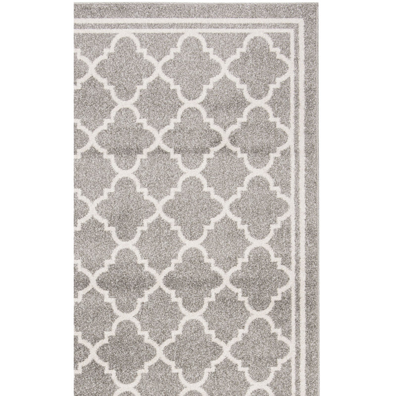 Tapis géométrique Ammundsen, Tapis de couloir 2 pi 3 po x 11 pi, Gris foncé / beige