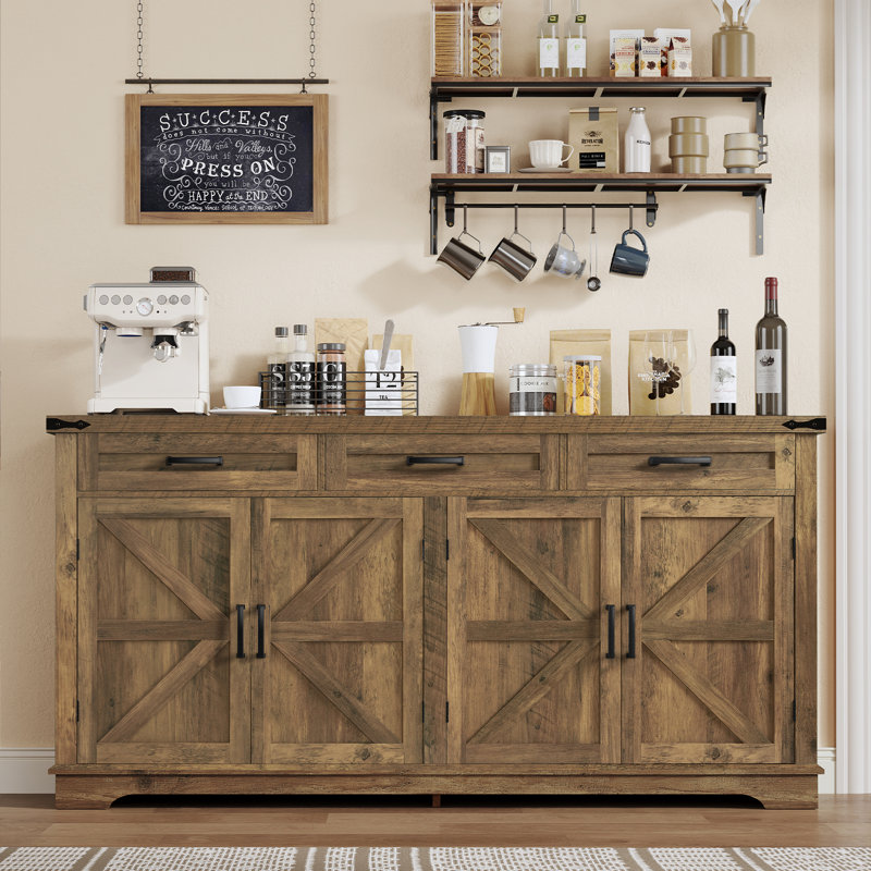 61.02" Large Kitchen Sideboards And Buffet, Farmhouse Buffet Sideboards Cabinets with Storage, Coffee Bar Wine Bar for Living Room
