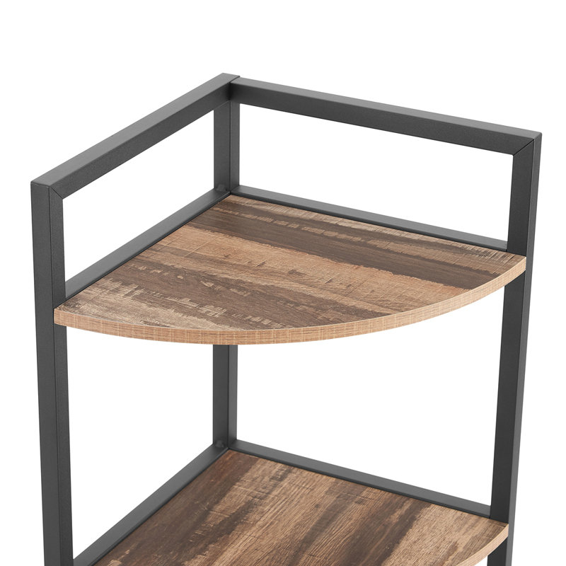 6-Tier Corner Open Shelf Bookcase Wood Rack Freestanding Shelving Unit,Sturdy Stand Small Bookshelf, Brown