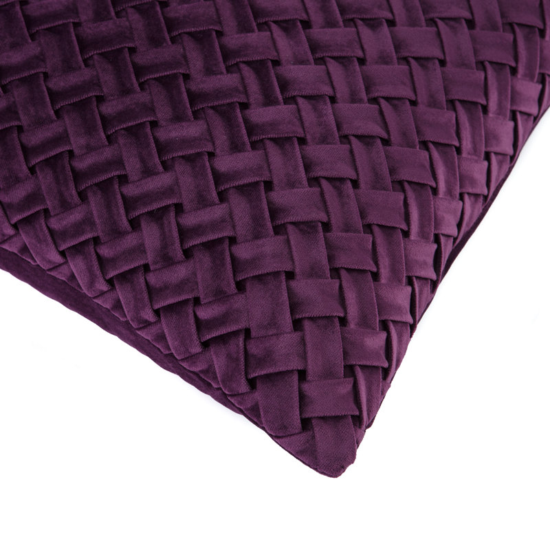 Housse de coussin décoratif en velours texturé Chanasya, Prune