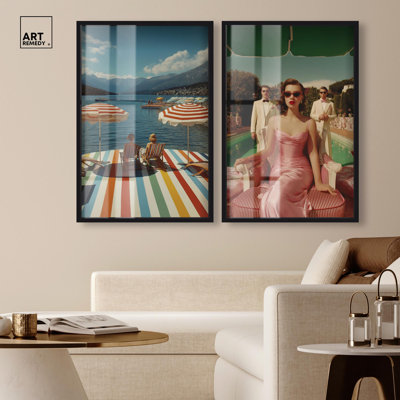 Ensemble de décorations murales rétro et chic avec art-boîte, 30 x 45