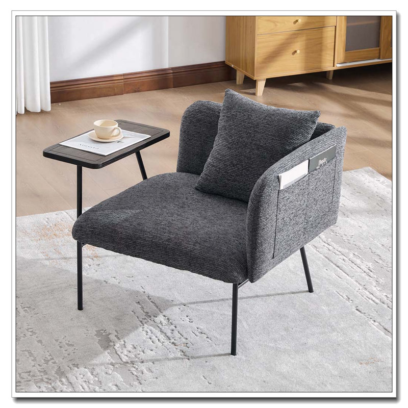 Fauteuil de détente Lounge avec petite table et coussin de dossier, Kaki