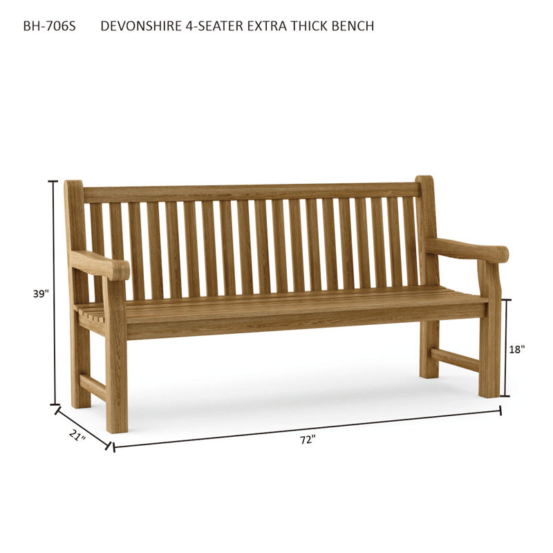 Devonshire Teak Garden Bench, 4