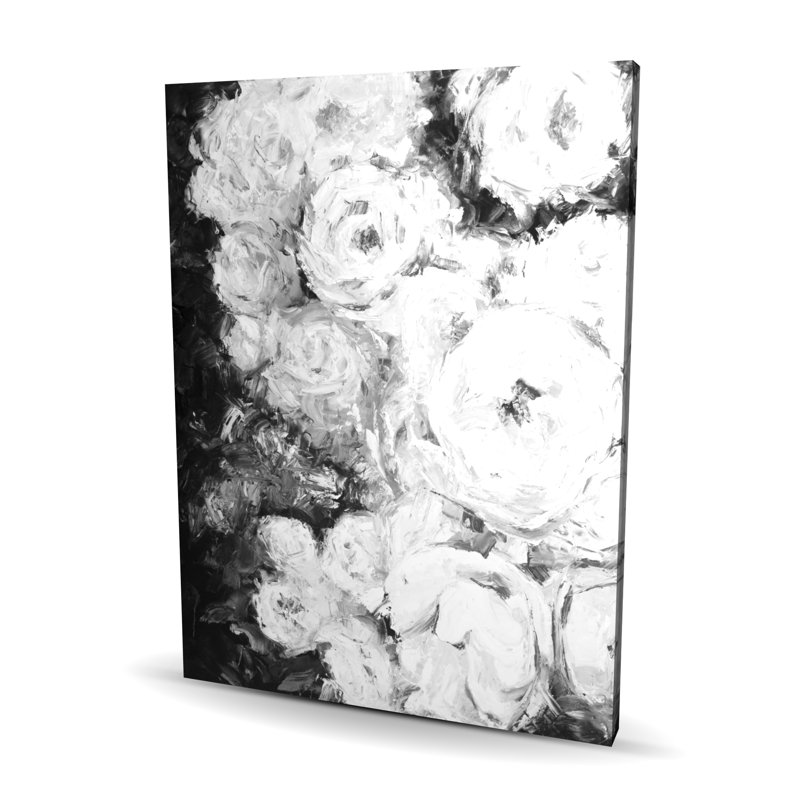 Art sur toile botanique noir et blanc, H 48 po x l 36 po