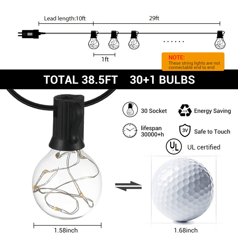 30-ft 30-Bulb Color Changing Outdoor Globe String Light Shatterproof Low Voltage Output