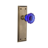 New York Plate with Crystal Cobalt Door Knob