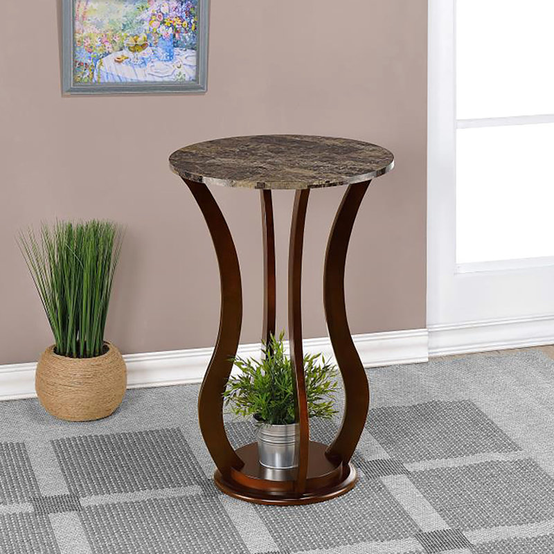 Charmante table d'appoint en faux marbre brun pour les espaces décontractés éblouissants avec une idée de mobilier, Brun