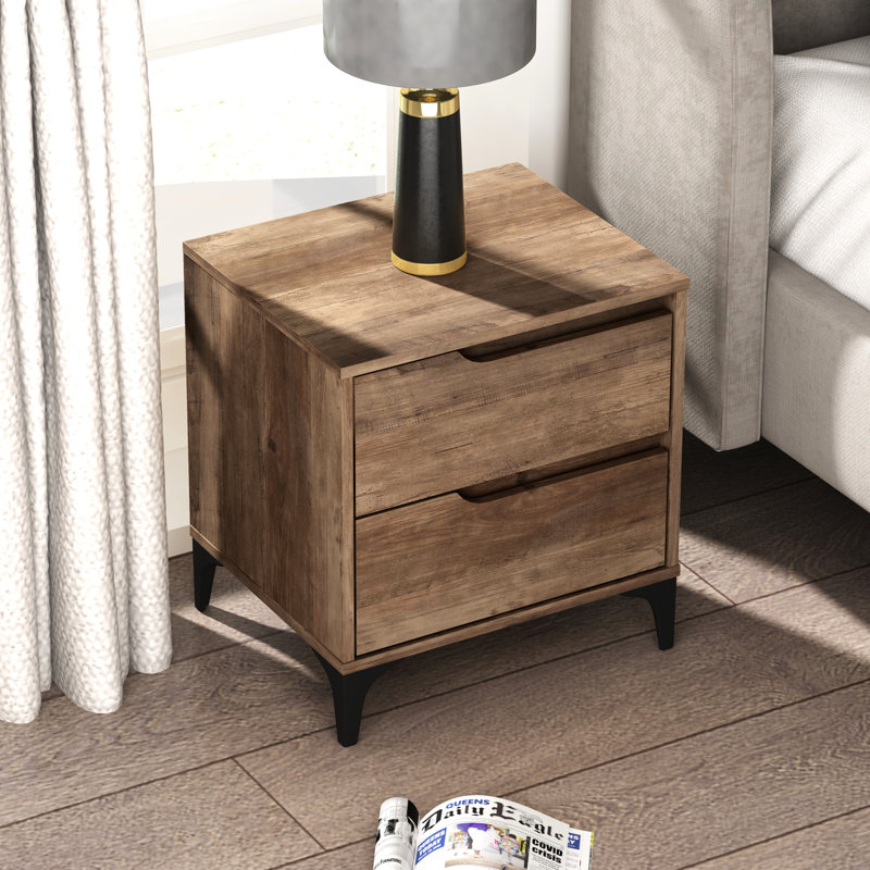 Norcross 20" 2 Drawer Nightstand, Dark Brown