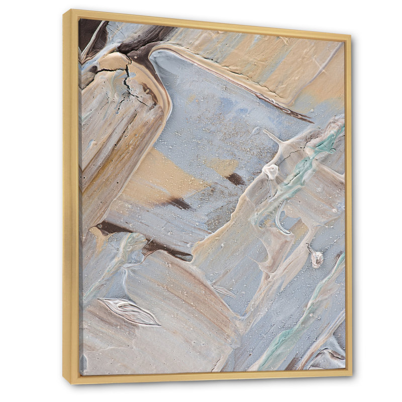 Beige brun brossé IV - Art mural moderne et contemporain sur toile, H 12 po x l 8 po x P 1 po, Toile avec cadre flottant brun