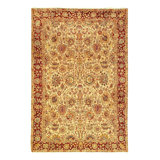 Canvello Ivory Indian Agra Rug - 6' X 9'