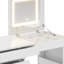 Bureau de coiffeuse avec miroir et lumières DEL, table de maquillage en L convertible avec plateau rabattable-497154168