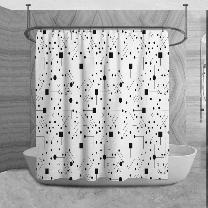 Décoration de salle de bain moderne de style rideau de douche blanc, H 73 po x l 70 po