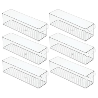 iDesign Stackable Fridge Bin with Front Handle - Set of 6 - Clear