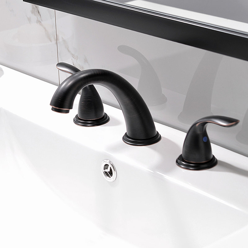 Widespread 2-handle Bathroom Faucet with Drain Assembly, Bronze
