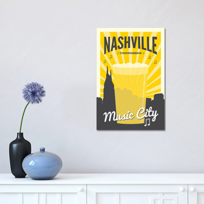 Nashville Music City 1 Piece Wrapped Canvas Wall Art