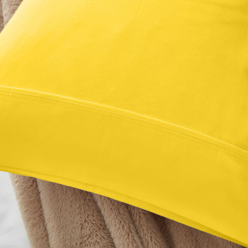 Ensemble de 2 taies d'oreiller 100% coton Bryndee, Taie d'oreiller taille très grand, Jaune