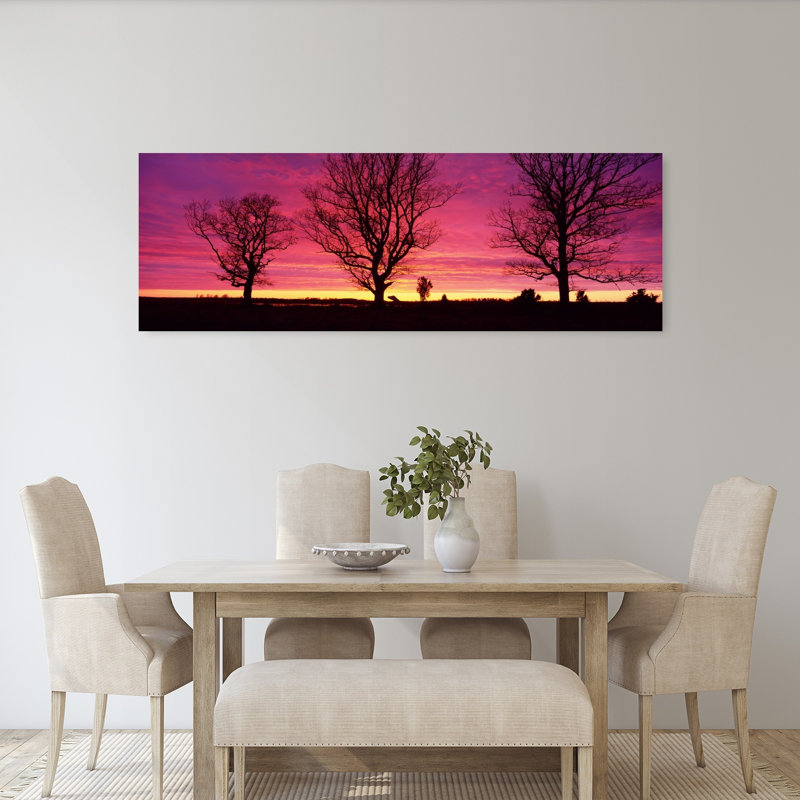 Oak Trees Sunset Sweden 1 Piece Wrapped Canvas Panoramic Wall Art, 50.8 cm H x 152.4 cm W
