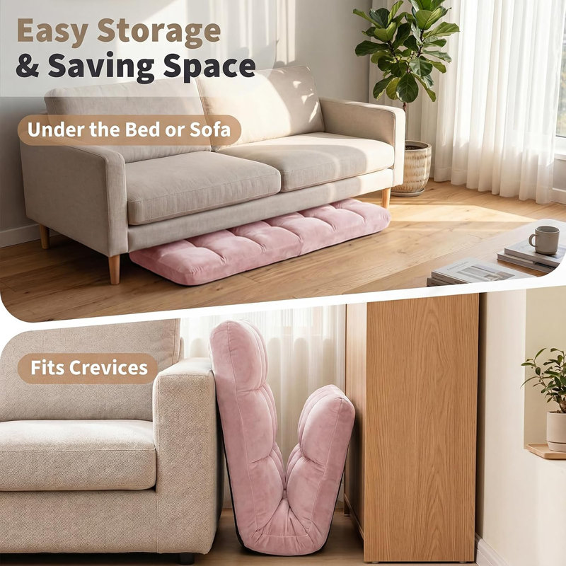 Chaise de plancher avec support pour le dos, chaises de jeu vidéo confortables, Pink