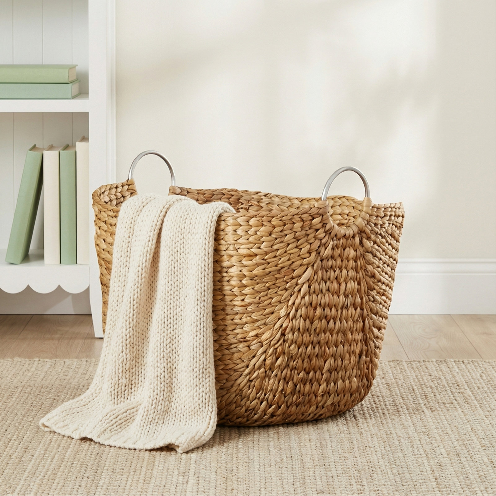 Superior Seagrass Basket, 100.92, Brown/Silver