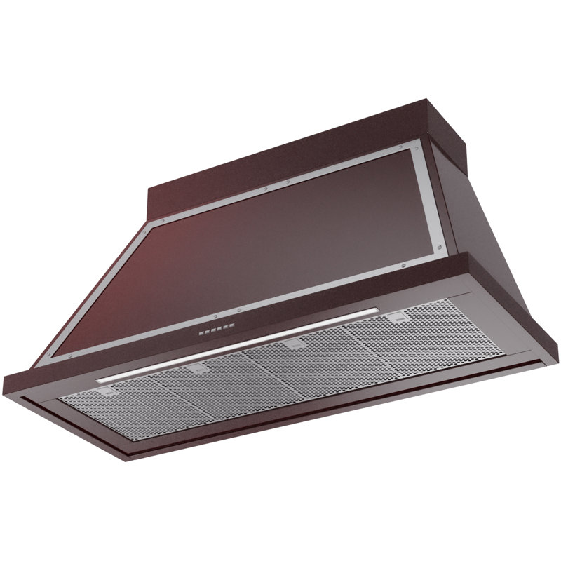 ILVE Nostalgie II Series Noblesse 48 inch Wall Mount Range Hood with 600 CFM, Burgundy/Chrome